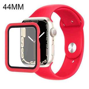 Silicone Watch Band + Watch Protective Case with Screen Protector Set For Apple Watch Series 6 & SE & 5 & 4 44mm(Red)