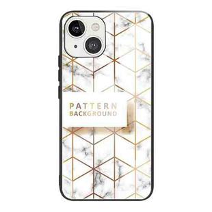 For iPhone 13 mini Marble Tempered Glass Back Cover TPU Border Case (HCBL-20)
