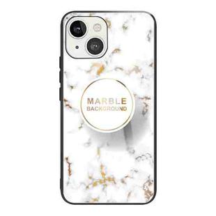 For iPhone 13 mini Marble Tempered Glass Back Cover TPU Border Case (HCBL-17)