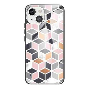 For iPhone 13 mini Marble Tempered Glass Back Cover TPU Border Case (HCBL-15)