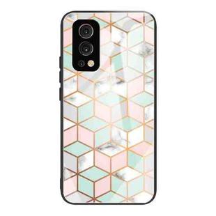 Marble Tempered Glass Back Cover TPU Border Case For OnePlus Nord 2 5G(HCBL-16)