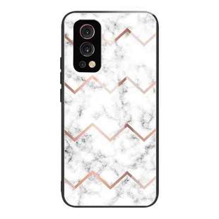 Marble Tempered Glass Back Cover TPU Border Case For OnePlus Nord 2 5G(HCBL-10)