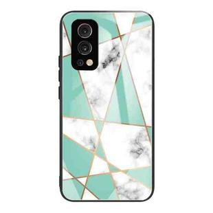 Marble Tempered Glass Back Cover TPU Border Case For OnePlus Nord 2 5G(HCBL-8)