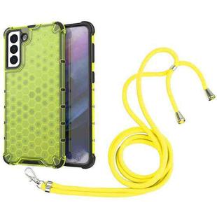 For Samsung Galaxy S21+ 5G Shockproof Honeycomb PC + TPU Case with Neck Lanyard(Green)