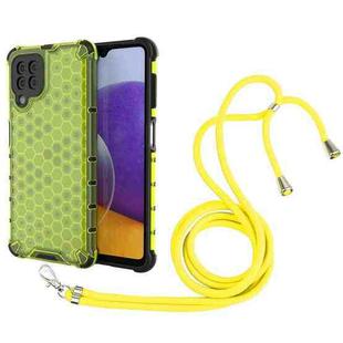 For Samsung Galaxy A22 4G Shockproof Honeycomb PC + TPU Case with Neck Lanyard(Green)