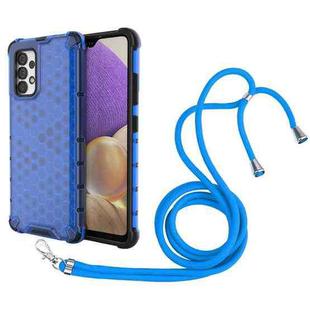 For Samsung Galaxy A32 4G Shockproof Honeycomb PC + TPU Case with Neck Lanyard(Blue)