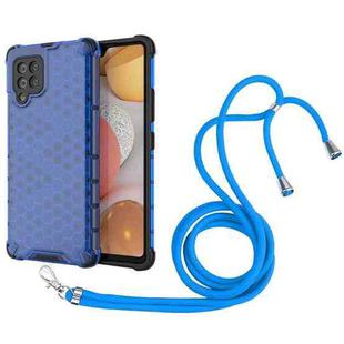 For Samsung Galaxy A42 5G Shockproof Honeycomb PC + TPU Case with Neck Lanyard(Blue)