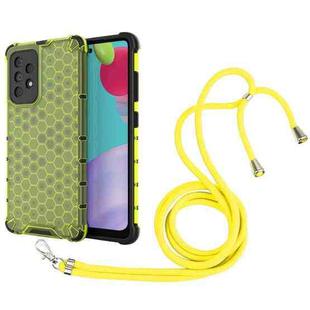 For Samsung Galaxy A52 5G / 4G Shockproof Honeycomb PC + TPU Case with Neck Lanyard(Green)