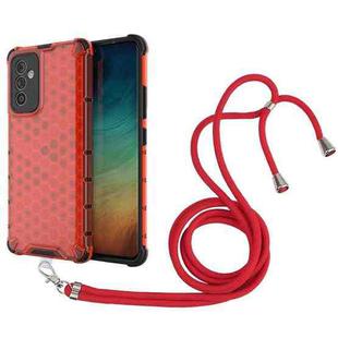 For Samsung Galaxy A82 5G Shockproof Honeycomb PC + TPU Case with Neck Lanyard(Red)