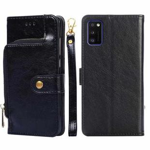 For Samsung Galaxy A41 EU Version Zipper Bag PU + TPU Horizontal Flip Leather Case with Holder & Card Slot & Wallet & Lanyard(Black)