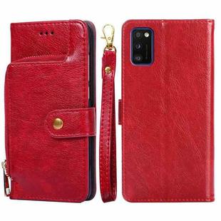 For Samsung Galaxy A41 EU Version Zipper Bag PU + TPU Horizontal Flip Leather Case with Holder & Card Slot & Wallet & Lanyard(Red)
