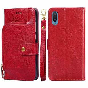 For Samsung Galaxy A02 Zipper Bag PU + TPU Horizontal Flip Leather Case with Holder & Card Slot & Wallet & Lanyard(Red)