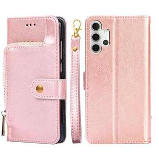 For Samsung Galaxy A32 4G Zipper Bag PU + TPU Horizontal Flip Leather Case with Holder & Card Slot & Wallet & Lanyard(Rose Gold)