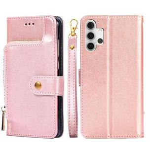 For Samsung Galaxy A32 5G Zipper Bag PU + TPU Horizontal Flip Leather Case with Holder & Card Slot & Wallet & Lanyard(Rose Gold)