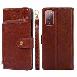 For Samsung Galaxy Note10 Lite / A81 Zipper Bag PU + TPU Horizontal Flip Leather Case with Holder & Card Slot & Wallet & Lanyard(Brown)