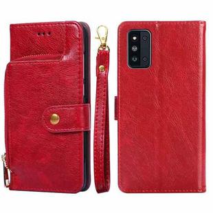 For Samsung Galaxy F52 5G Zipper Bag PU + TPU Horizontal Flip Leather Case with Holder & Card Slot & Wallet & Lanyard(Red)