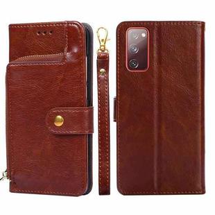 For Samsung Galaxy S20 Zipper Bag PU + TPU Horizontal Flip Leather Case with Holder & Card Slot & Wallet & Lanyard(Brown)