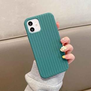 For iPhone 11 Pro Herringbone Texture Silicone Protective Case(Pine Green)