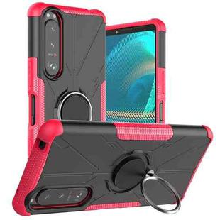 For Sony Xperia 5 III Armor Bear Shockproof PC + TPU Protective Case with Ring Holder(Rose Red)