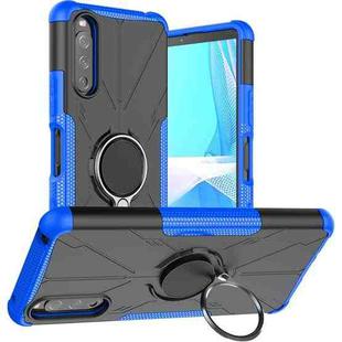 For Sony Xperia 10 III Armor Bear Shockproof PC + TPU Protective Case with Ring Holder(Blue)