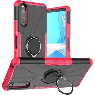 For Sony Xperia 10 III Armor Bear Shockproof PC + TPU Protective Case with Ring Holder(Rose Red)