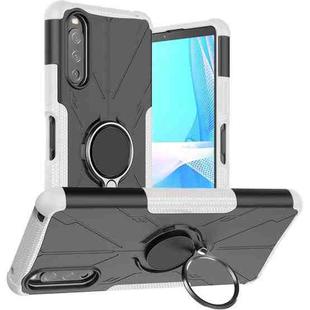 For Sony Xperia 10 III Armor Bear Shockproof PC + TPU Protective Case with Ring Holder(White)