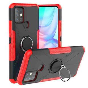 For Infinix Note 10 Armor Bear Shockproof PC + TPU Protective Case with Ring Holder(Red)