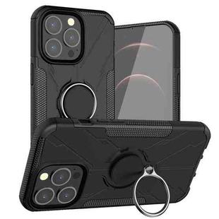 For iPhone 13 mini Armor Bear Shockproof PC + TPU Protective Case with Ring Holder (Black)