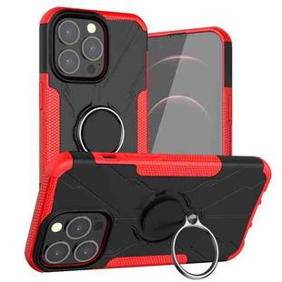 For iPhone 13 Armor Bear Shockproof PC + TPU Protective Case with Ring Holder(Red)