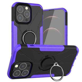 For iPhone 13 Armor Bear Shockproof PC + TPU Protective Case with Ring Holder(Purple)