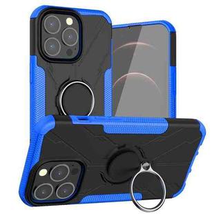 For iPhone 13 Armor Bear Shockproof PC + TPU Protective Case with Ring Holder(Blue)