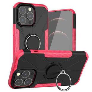 For iPhone 13 Pro Max Armor Bear Shockproof PC + TPU Protective Case with Ring Holder (Rose Red)