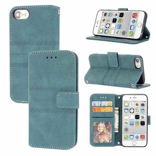 For iPhone 8 / 7 / 6 Embossed Striped Magnetic Buckle Horizontal Flip Leather Case with Holder & Card Slot & Wallet & Photo Frame & Sling(Green)