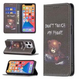 For iPhone 13 Colored Drawing Pattern Invisible Magnetic Horizontal Flip PU Leather Case with Holder & Card Slots & Wallet(Bear)