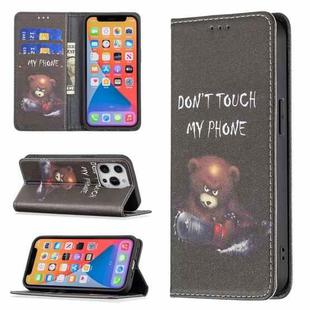 For iPhone 13 Pro Colored Drawing Pattern Invisible Magnetic Horizontal Flip PU Leather Case with Holder & Card Slots & Wallet (Bear)