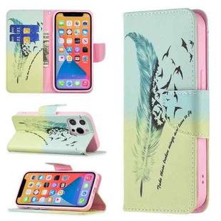 For iPhone 13 mini Colored Drawing Pattern Horizontal Flip Leather Case with Holder & Card Slots & Wallet (Feather)