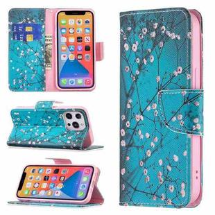 For iPhone 13 mini Colored Drawing Pattern Horizontal Flip Leather Case with Holder & Card Slots & Wallet (Plum Blossom)