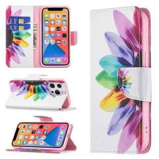 For iPhone 13 Colored Drawing Pattern Horizontal Flip Leather Case with Holder & Card Slots & Wallet(Sunflower)