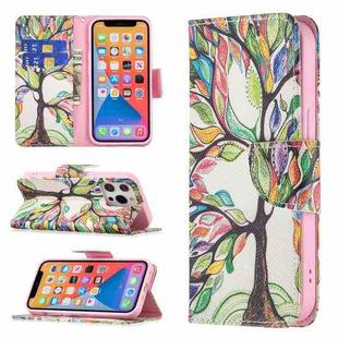 For iPhone 13 Colored Drawing Pattern Horizontal Flip Leather Case with Holder & Card Slots & Wallet(Tree of Life)