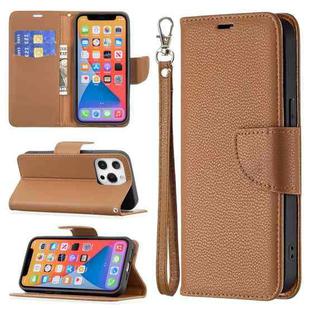 For iPhone 13 mini Litchi Texture Pure Color Horizontal Flip Leather Case with Holder & Card Slots & Wallet & Lanyard (Brown)