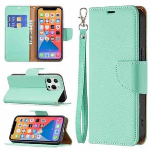 For iPhone 13 Pro Max Litchi Texture Pure Color Horizontal Flip Leather Case with Holder & Card Slots & Wallet & Lanyard (Green)