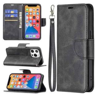 For iPhone 13 Retro Lambskin Texture Pure Color Horizontal Flip PU Leather Case, with Holder & Card Slots & Wallet & Lanyard(Black)