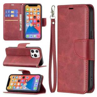 For iPhone 13 Pro Max  Retro Lambskin Texture Pure Color Horizontal Flip PU Leather Case, with Holder & Card Slots & Wallet & Lanyard(Red)