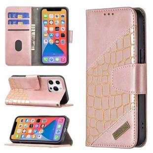 For iPhone 13 mini  Matching Color Crocodile Texture Horizontal Flip PU Leather Case with Wallet & Holder & Card Slots(Rose Gold)