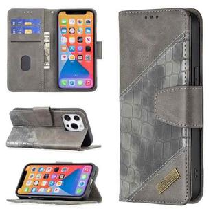 For iPhone 13 Matching Color Crocodile Texture Horizontal Flip PU Leather Case with Wallet & Holder & Card Slots(Grey)