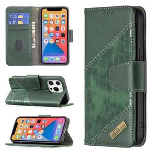 For iPhone 13 Matching Color Crocodile Texture Horizontal Flip PU Leather Case with Wallet & Holder & Card Slots(Green)