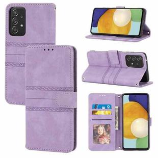 For Samsung Galaxy S20 FE 5G Embossed Striped Magnetic Buckle PU + TPU Horizontal Flip Leather Case with Holder & Card Slot & Wallet & Photo Frame & Sling(Purple)