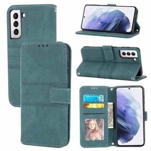 For Samsung Galaxy S21+ 5G Embossed Striped Magnetic Buckle PU + TPU Horizontal Flip Leather Case with Holder & Card Slot & Wallet & Photo Frame & Sling(Green)
