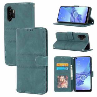 For Samsung Galaxy A32 5G Embossed Striped Magnetic Buckle PU + TPU Horizontal Flip Leather Case with Holder & Card Slot & Wallet & Photo Frame & Sling(Green)