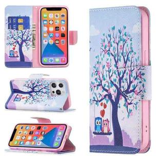 For iPhone 13 mini Colored Drawing Pattern Horizontal Flip Leather Case with Holder & Card Slots & Wallet (Two Owls)